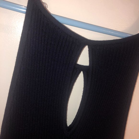 Navy Ribbed Midi Dress, Size XS - Picture 3 of 3